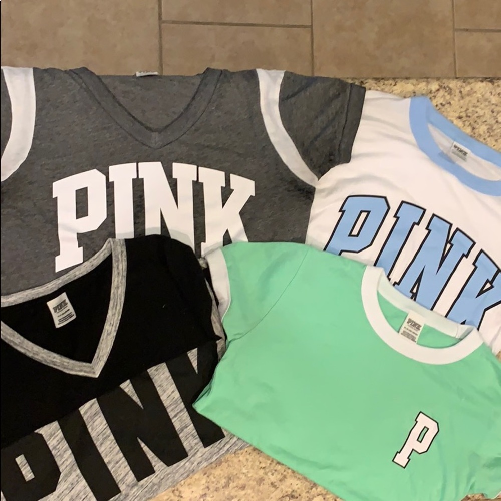 4 size small pink Victoria secret shirts